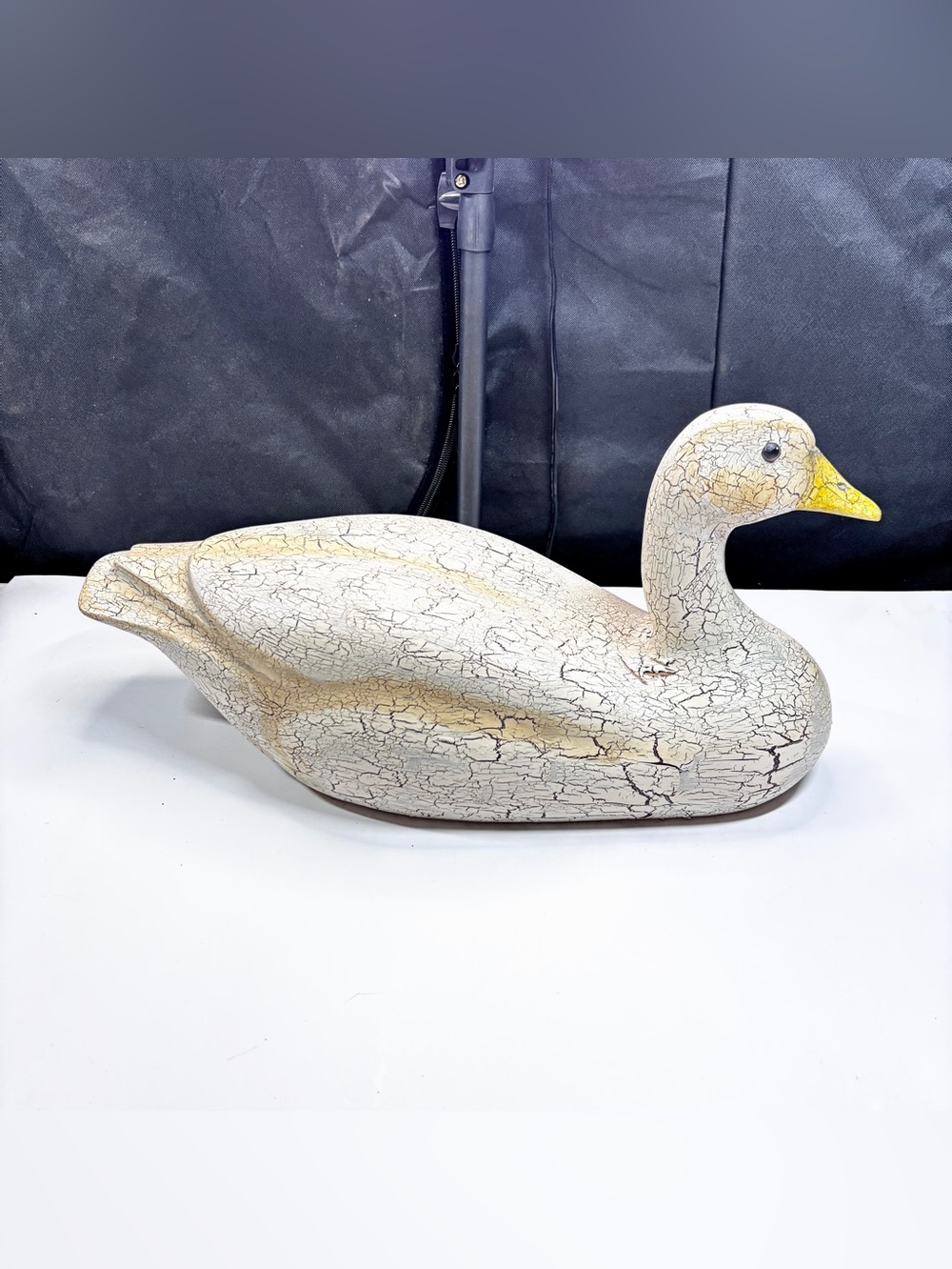 Extra Large 20x10 Cottage Ceramic Duck Swan Goose Crackle Finish Vtg Grandma